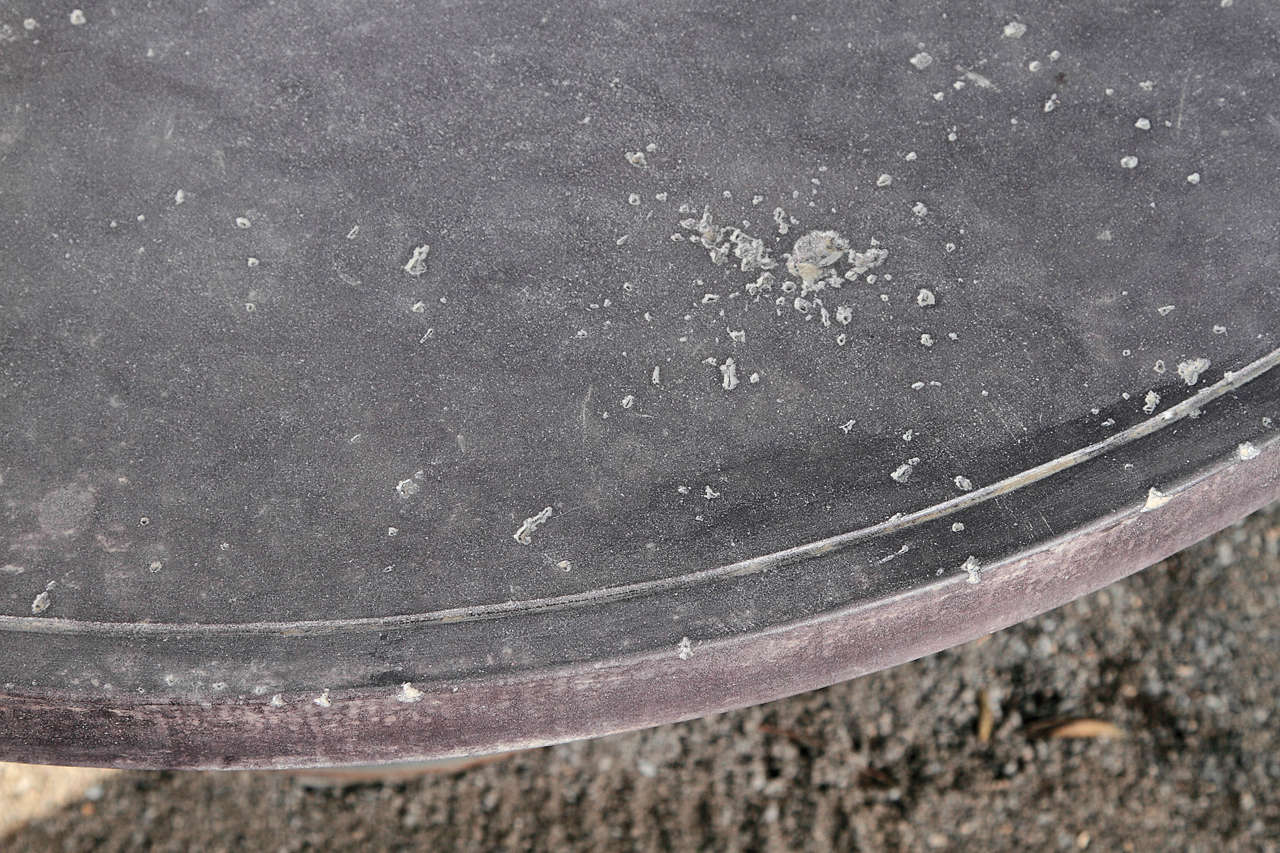 Mid-20th Century French Wine Storage Barrel with Ebonized Limestone as Industrial Center Table