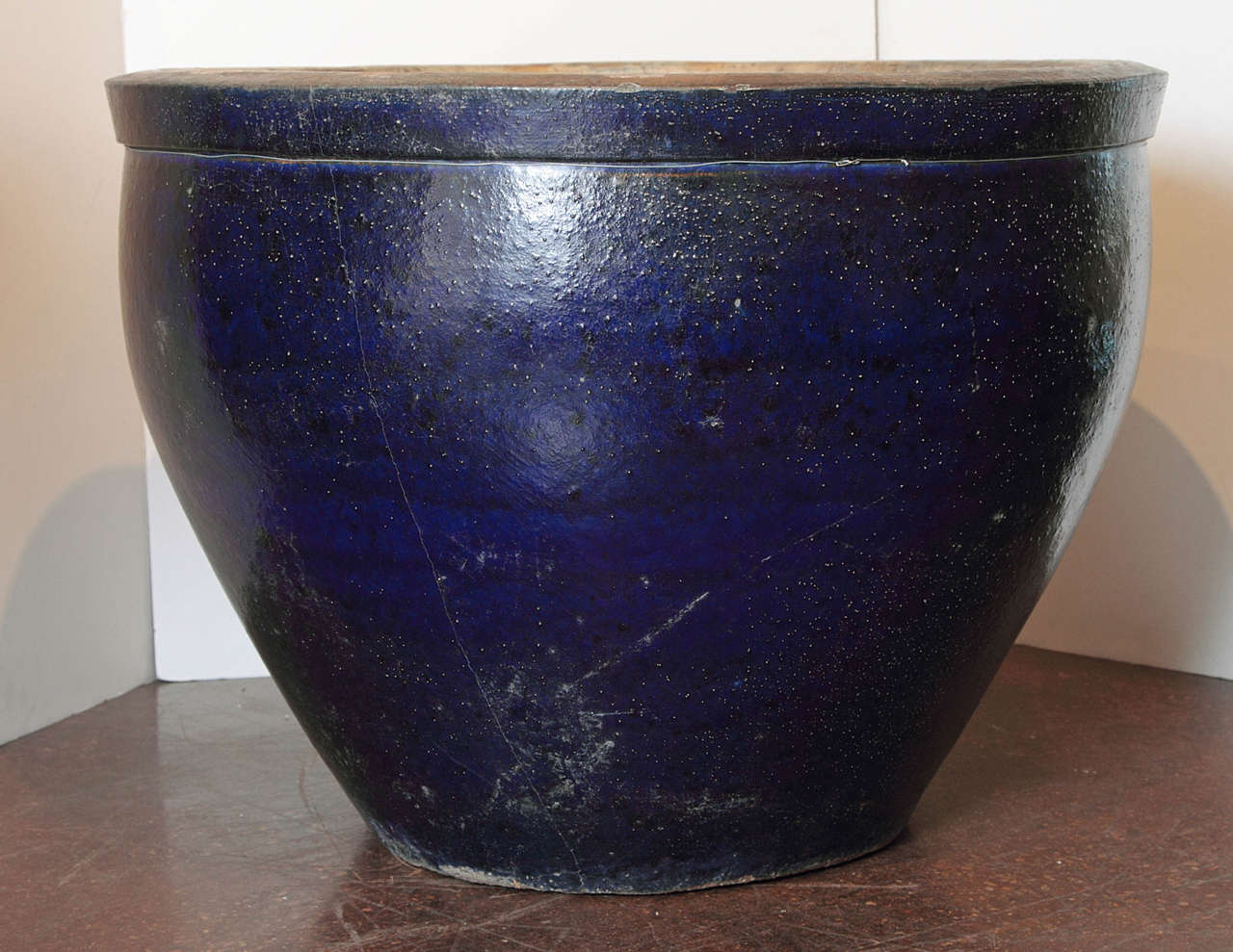 Rare cobalt large glazed terra cotta vase.




 