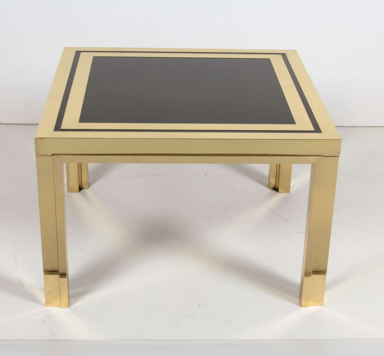 Midcentury Brass and Black Glass Coffee or End Tables In Good Condition In Miami, FL