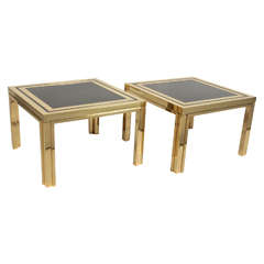 Midcentury Brass and Black Glass Coffee or End Tables 12