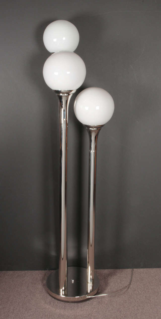 Mid-Century Modern Chrome and Glass Floor Lamp 1