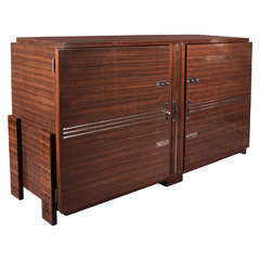 Fine French Modernist Cabinet with Nickeled Bronze Linear Mounts 6