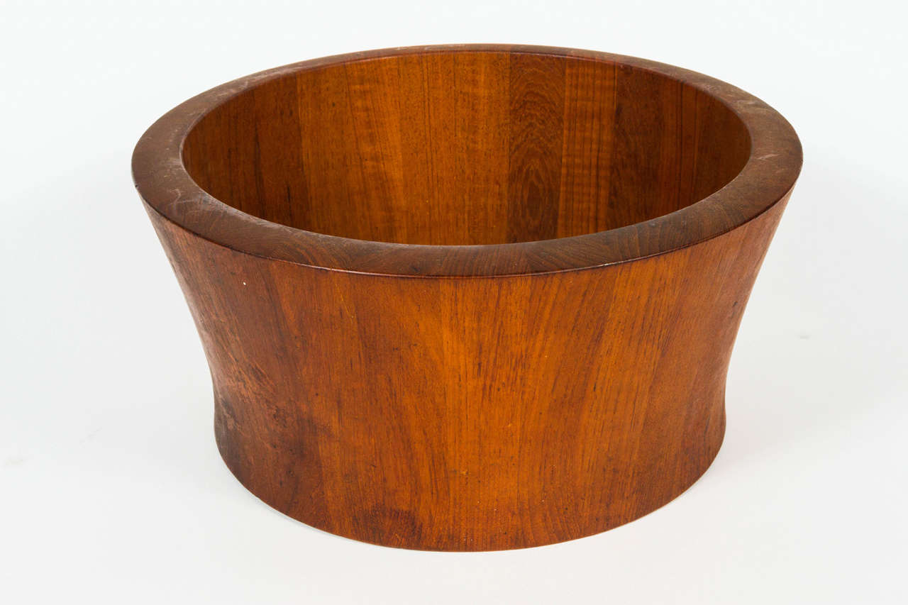 Staved teak wood bowl by Richard Nissen. Made in Denmark circa 1960s.