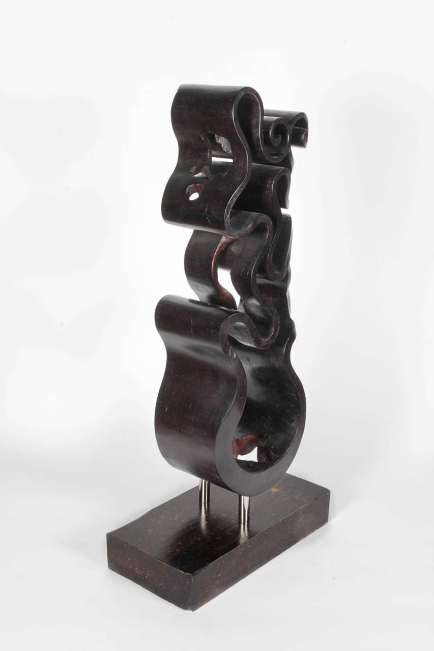 Contemporary Indonesian Black Decorative Wood Shawl