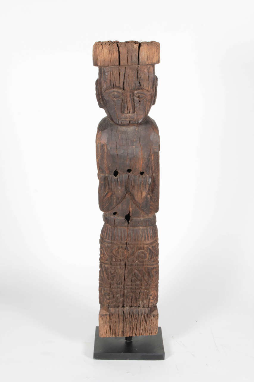 Indonesian Hand-Carved Wood Figure In Excellent Condition For Sale In New York, NY