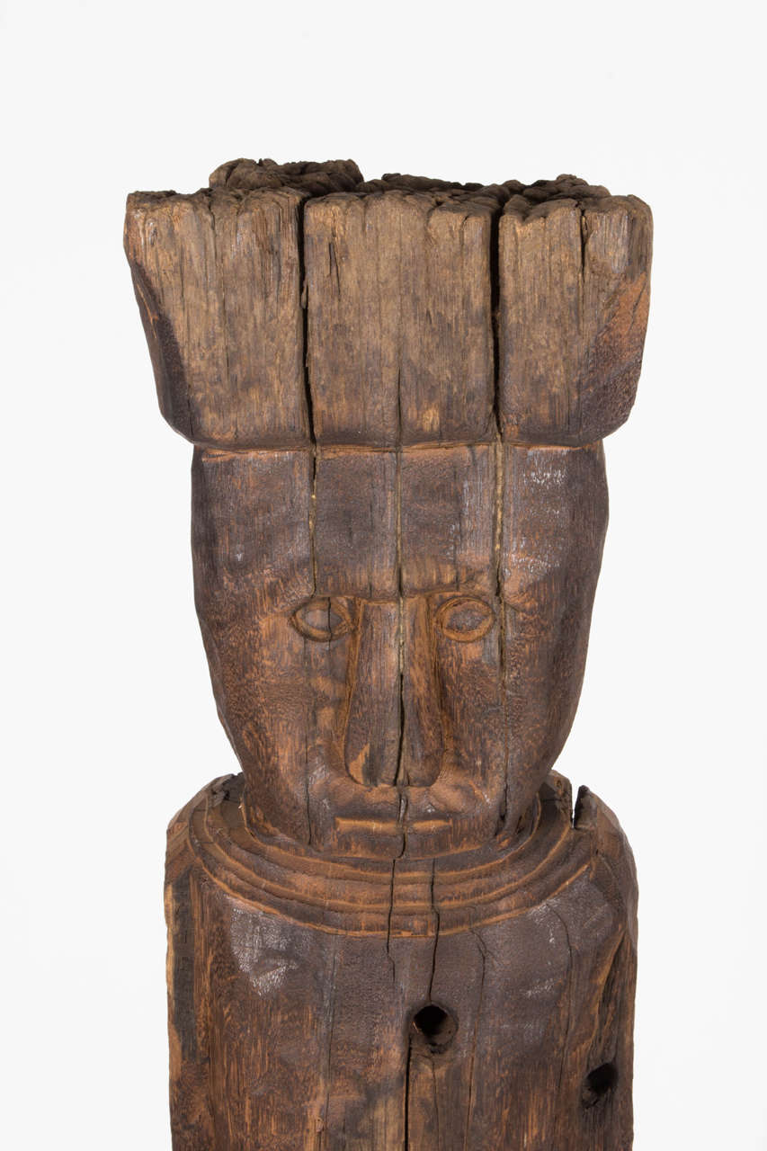 Indonesian Hand-Carved Wood Figure In Excellent Condition For Sale In New York, NY