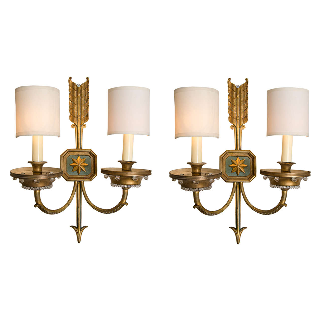 1930s French "Times Arrow" Wall Lights