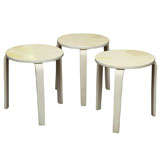 Retro Patinated Leather Side Tables