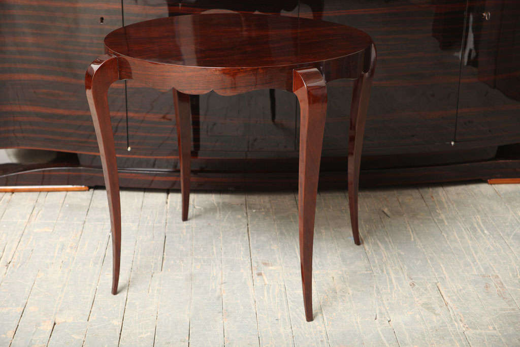 Superb Art Deco Cocktail Table/Gueridon with fluted top and graciously tapered legs.