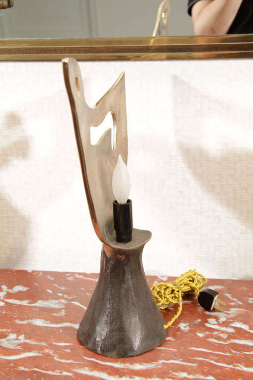 Bronze Pair Of 1970's Bird Lamps