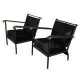 Pair of 1950's Armchairs by Jacques Adnet with horsehair seats