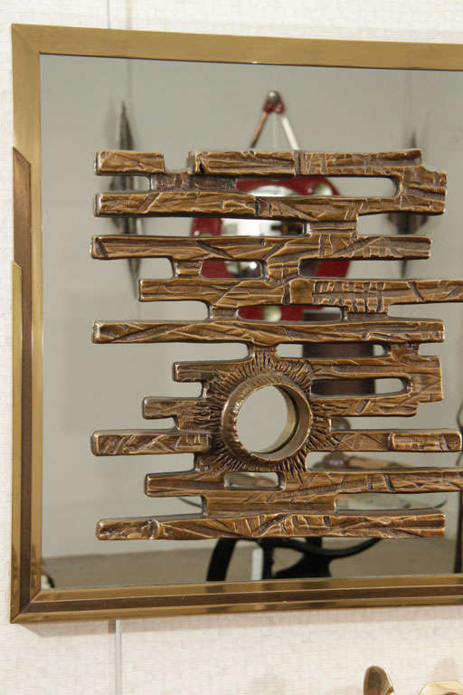 Mid-Century Modern Miroir en bronze Benny Luciano Frigerio en vente