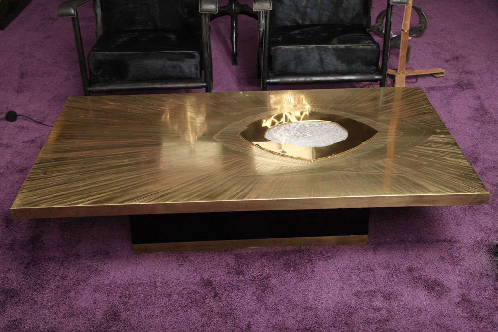 Belgian Brass coffee table by Willy Daro (Iris' Eye)