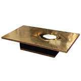 Brass coffee table by Willy Daro (Iris' Eye)