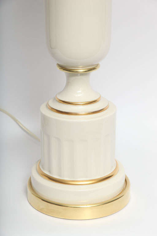 A pair of classical modern porcelain urn table lamps.
New sockets and rewired
Shades not included