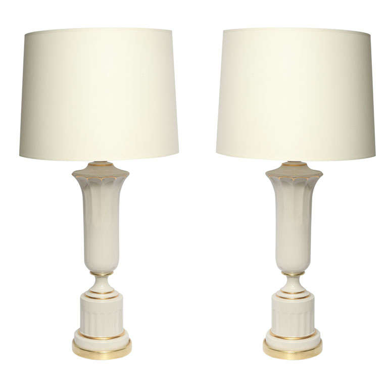 Table Lamps Pair Classical Modern porcelain urns 1930's For Sale