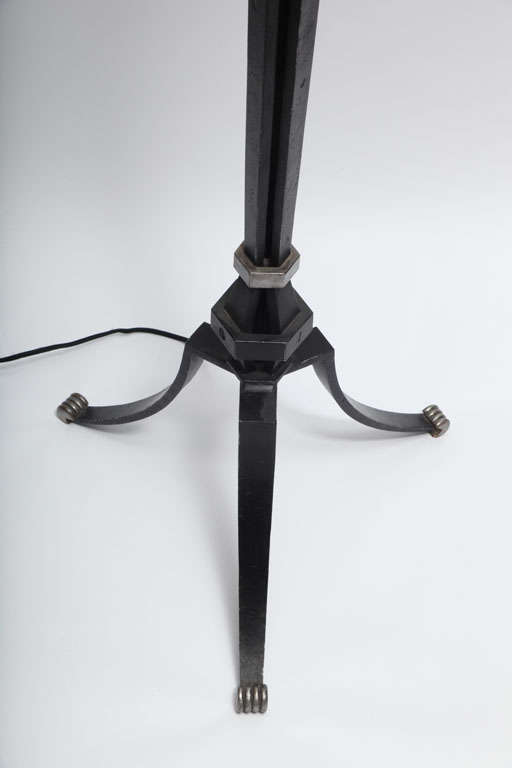French  Floor Lamp Art Deco wrought iron France 1930's For Sale