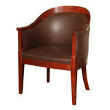 Antique Mahogany Leather Tub Chair