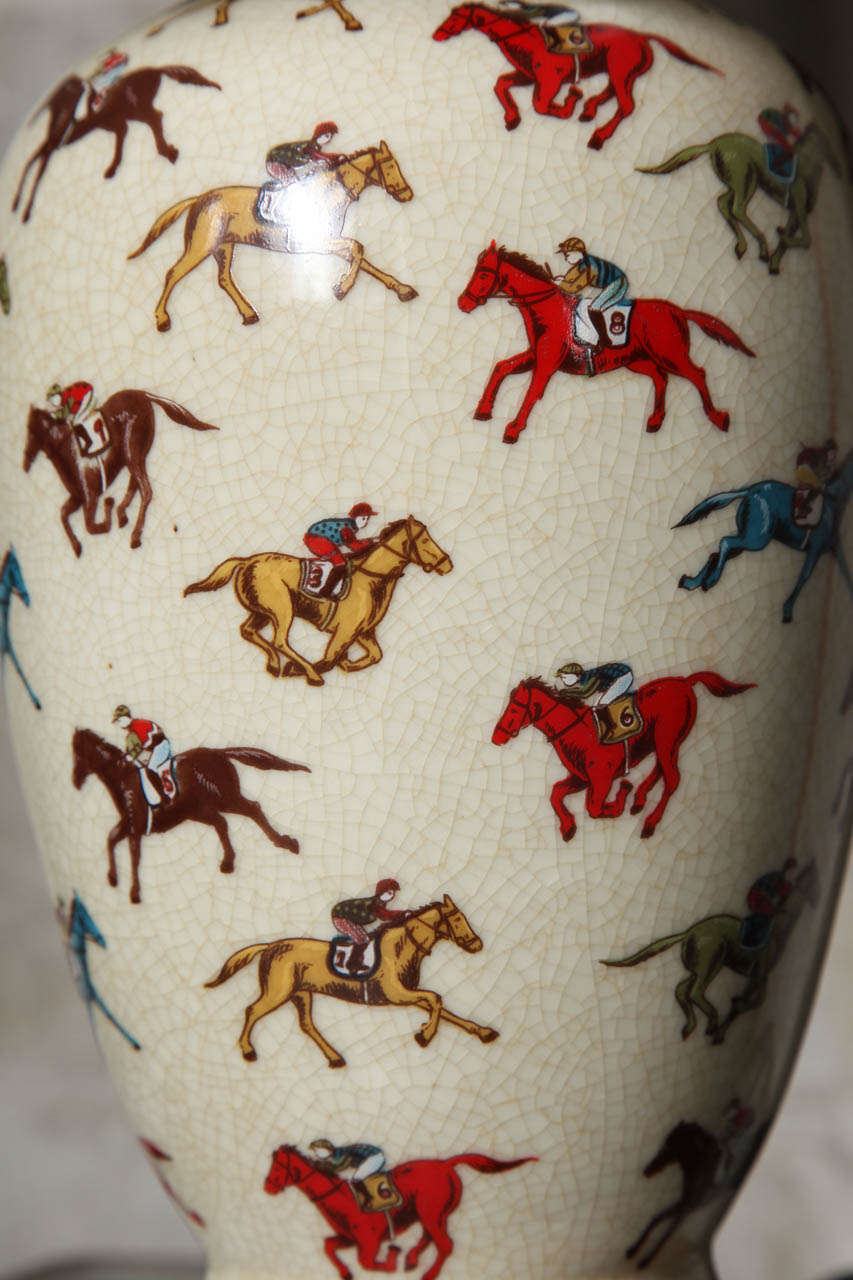 Pair of Equestrian Ceramic Table Lamps 1