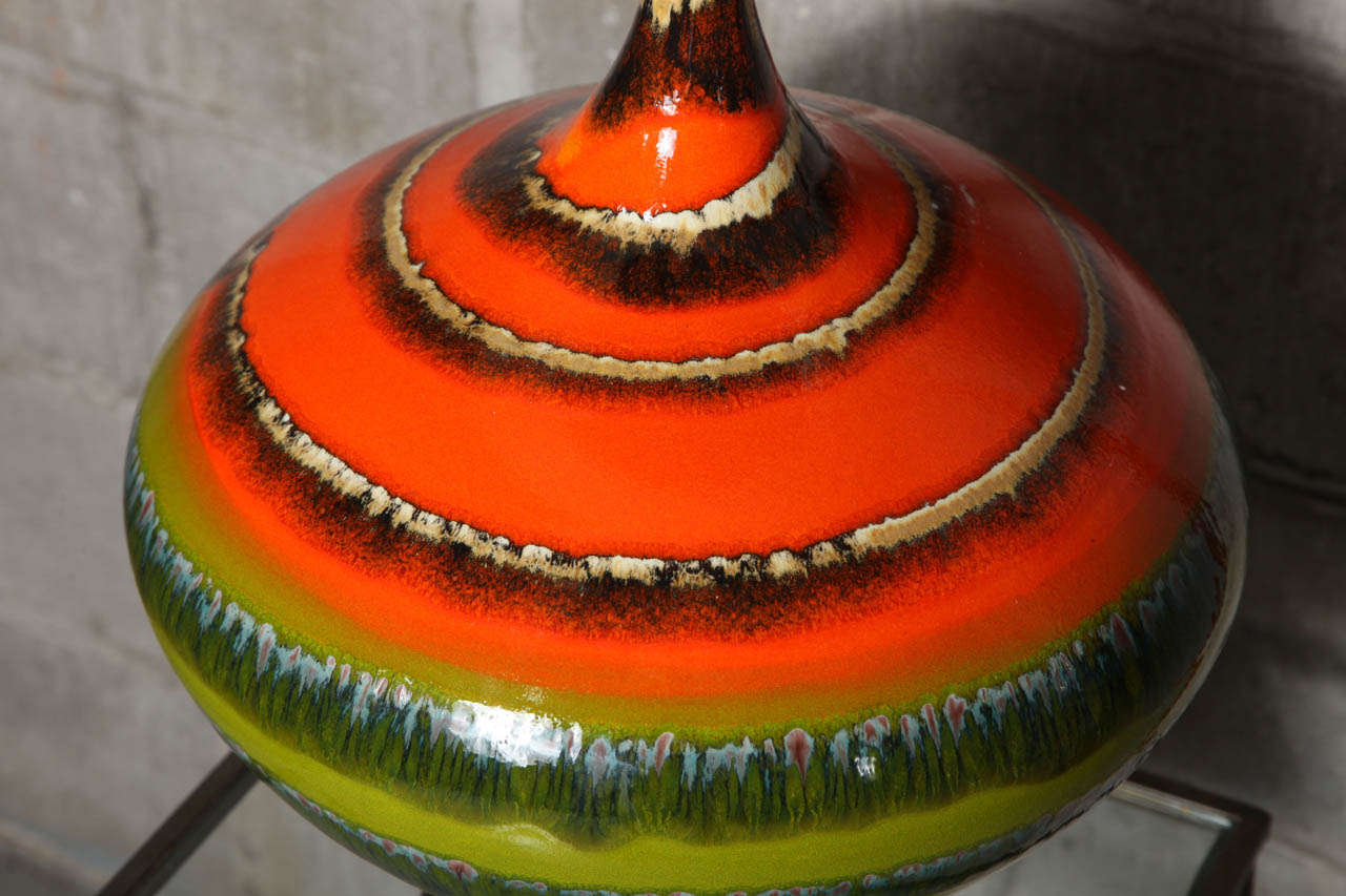 Pair of Horizontal Stripe Ceramic Table Lamps 2