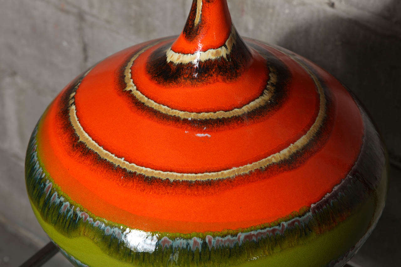 Pair of Horizontal Stripe Ceramic Table Lamps 4