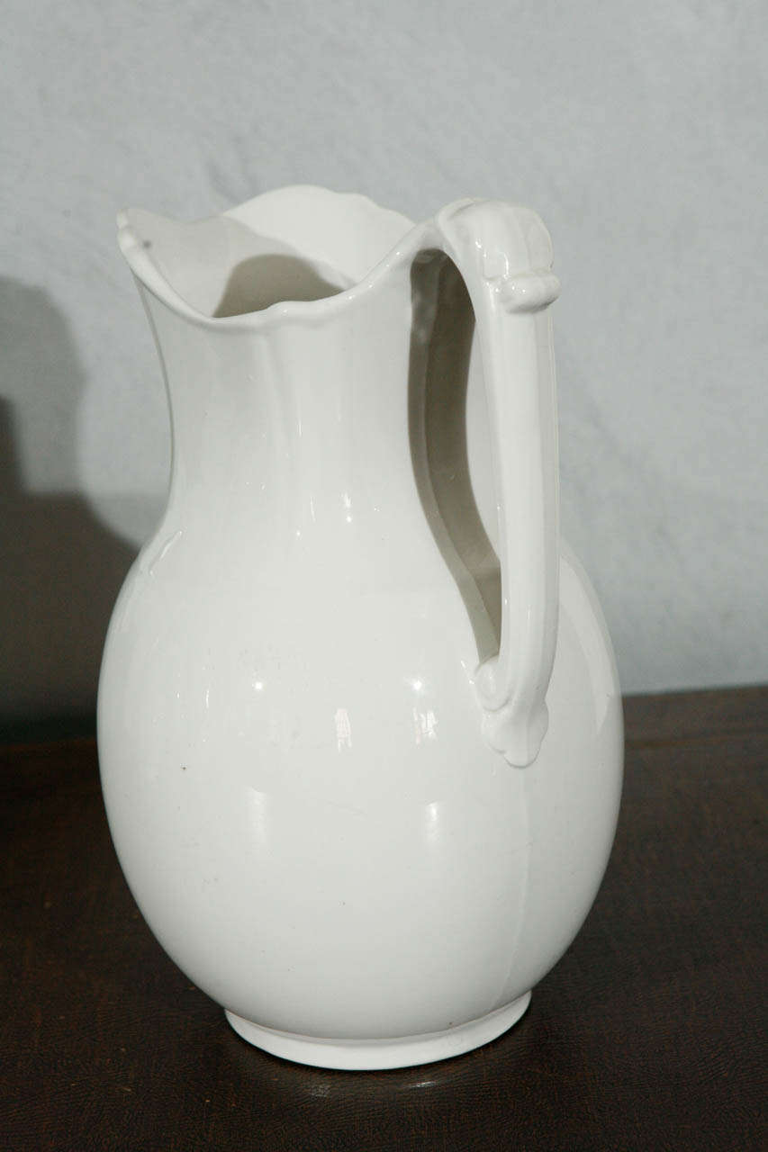 Late Victorian 19th Century English White Ironstone Pitchers For Sale