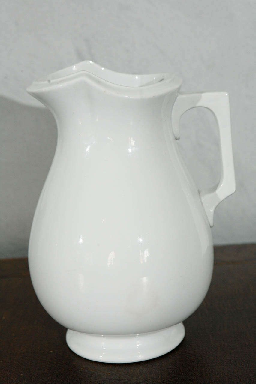 19th Century English White Ironstone Pitchers For Sale 1