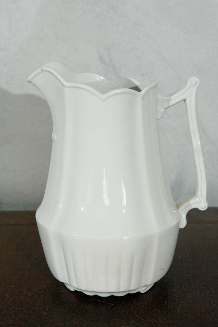 19th Century English White Ironstone Pitchers For Sale 5