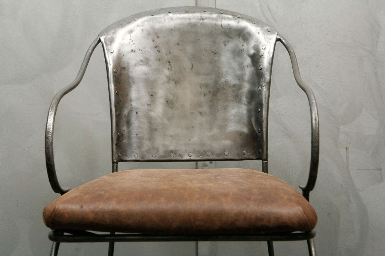 19th C. French Chair with Leather Seat In Good Condition In Culver City, CA
