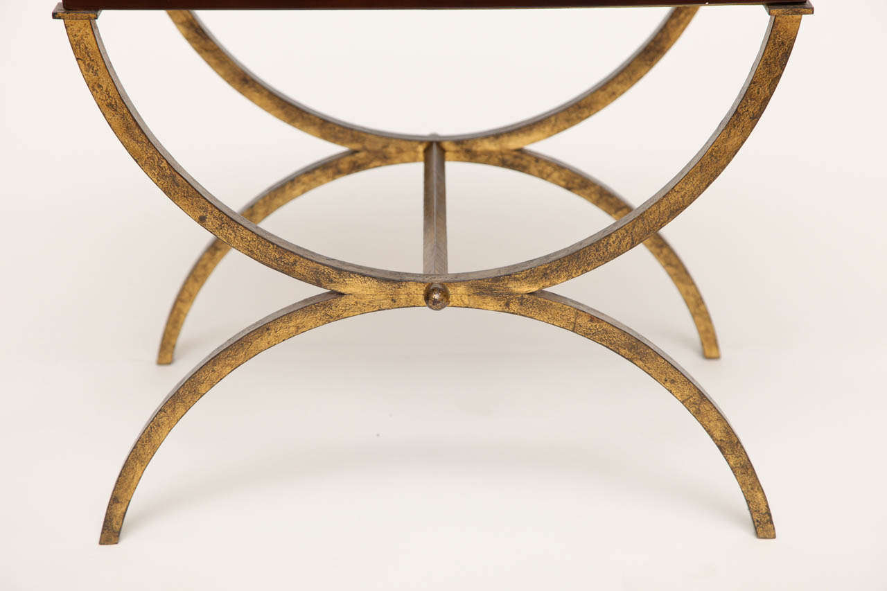 French Maison Ramasy, Brown lacquered side table, France, c. 1940