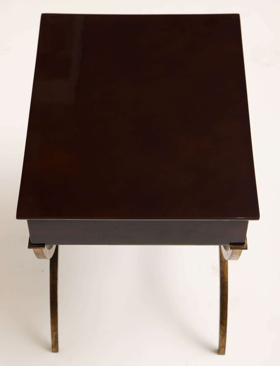 Lacquer Maison Ramasy, Brown lacquered side table, France, c. 1940