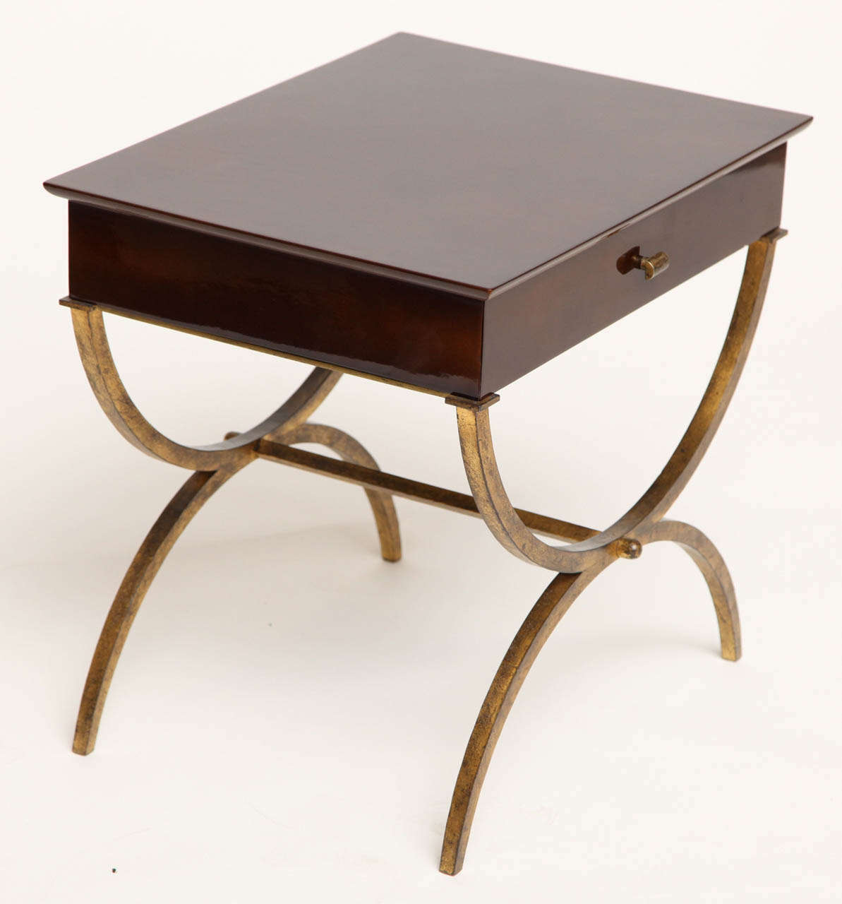 Maison Ramasy, Brown lacquered side table, France, c. 1940 4