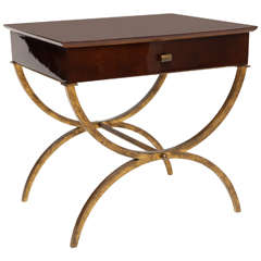 Maison Ramasy, Brown lacquered side table, France, c. 1940