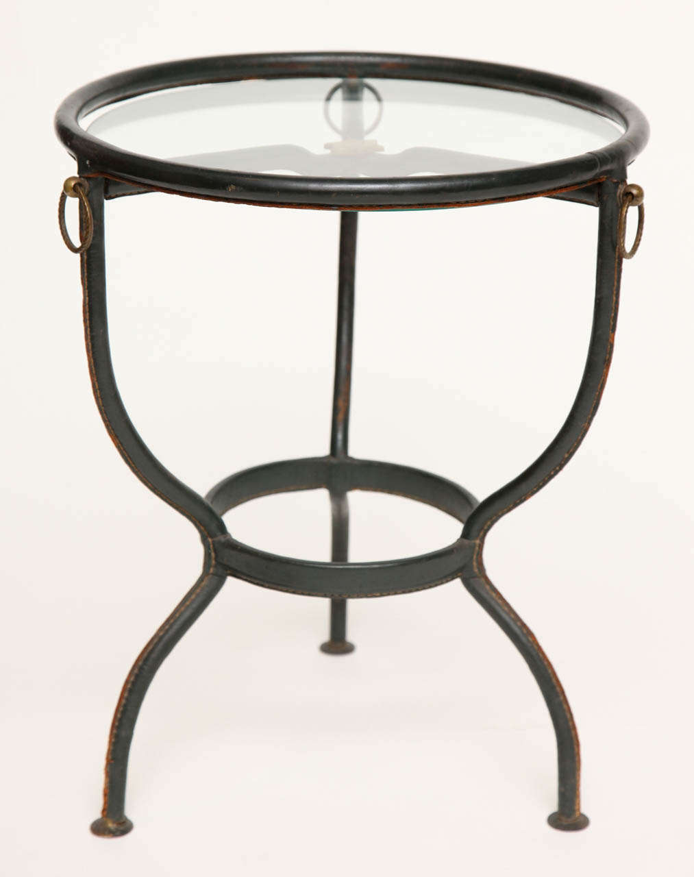 French Fine Occasional Table in Leather by Jacques Adnet