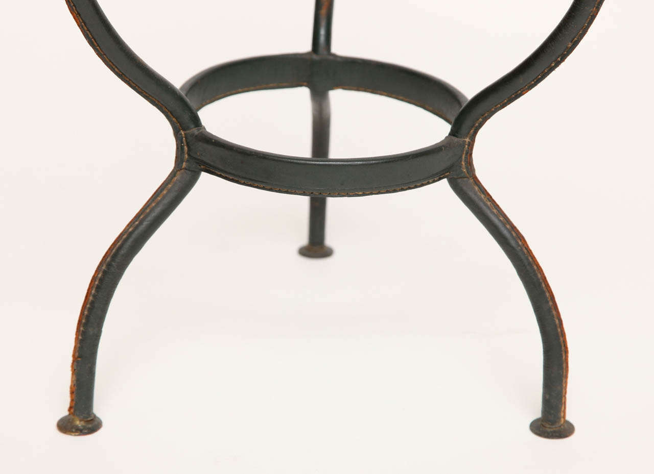 20th Century Fine Occasional Table in Leather by Jacques Adnet