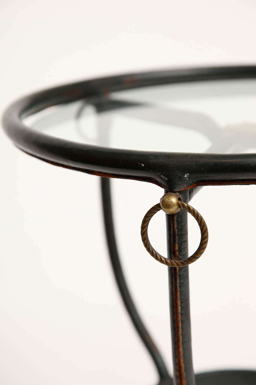 Bronze Fine Occasional Table in Leather by Jacques Adnet