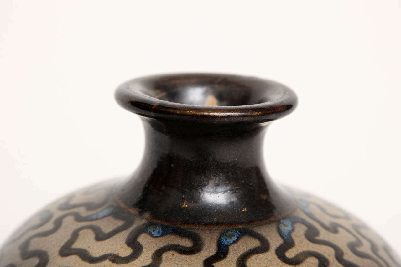 Primavera, Glazed Ceramic Vase with Classical Motif, France, C. 1920 In Good Condition In New York, NY