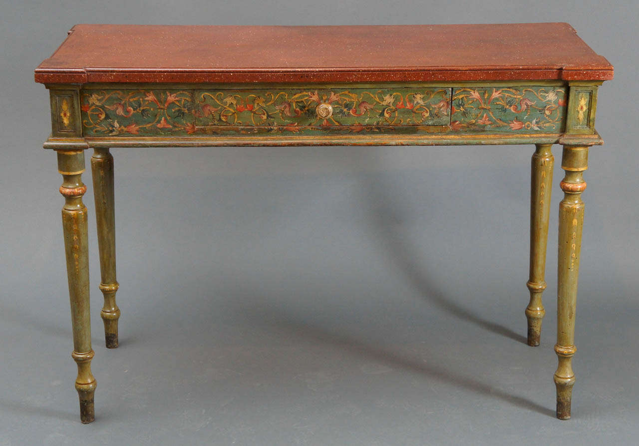 Continental neoclassical-style pair of painted consoles.