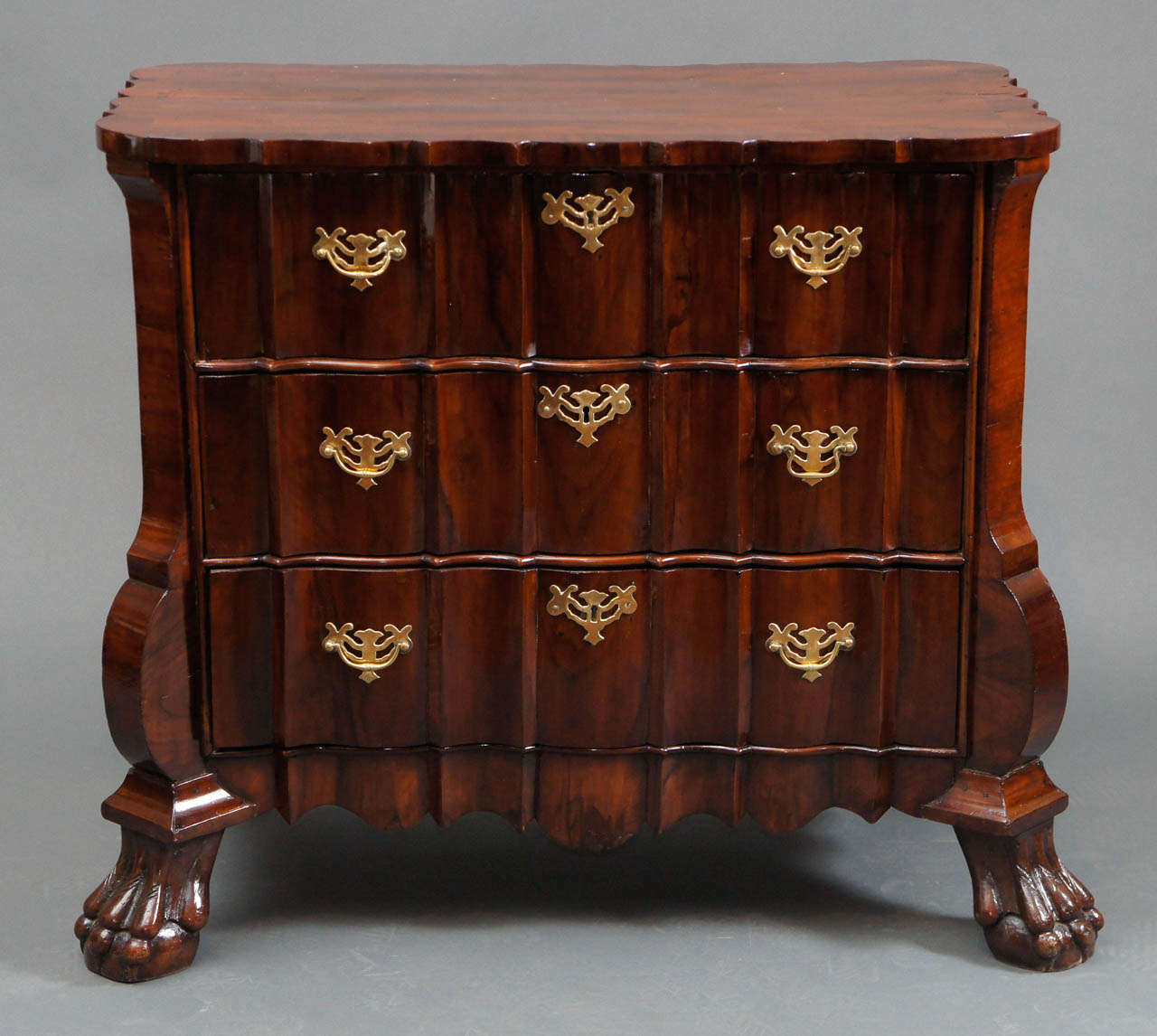 Dutch 18th century three-drawer chest. Original feet.