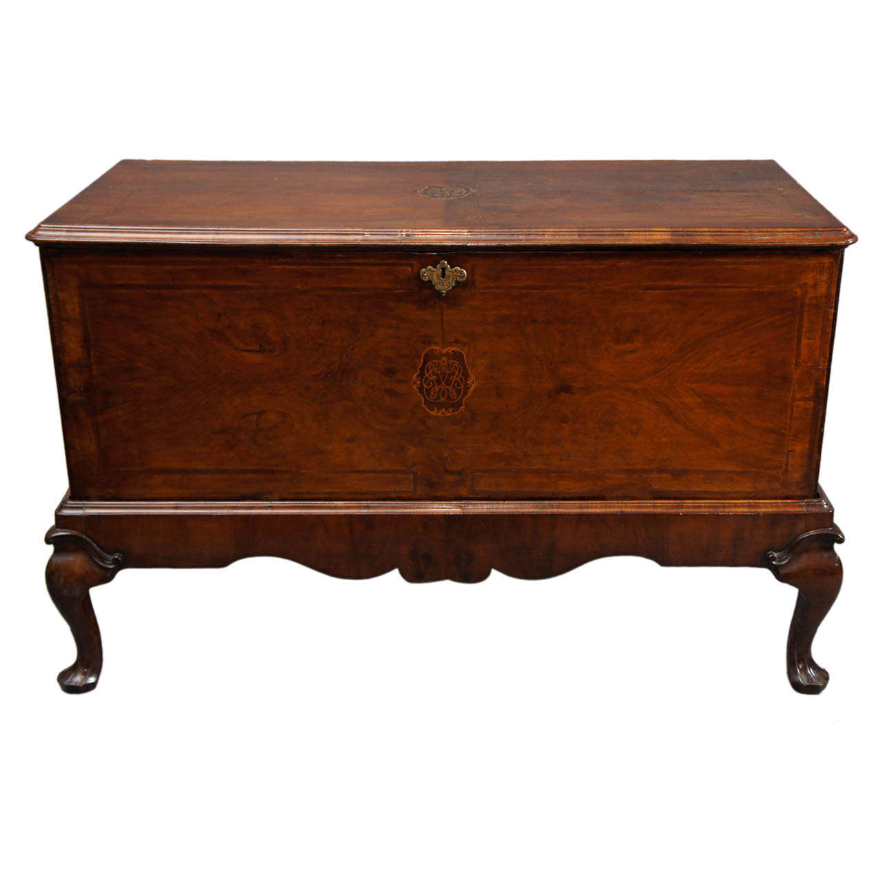 George I Style Walnut-Inlaid Blanket Chest For Sale