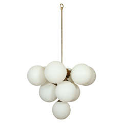 Beautiful Brass Chandelier With Frosted Glass Globes