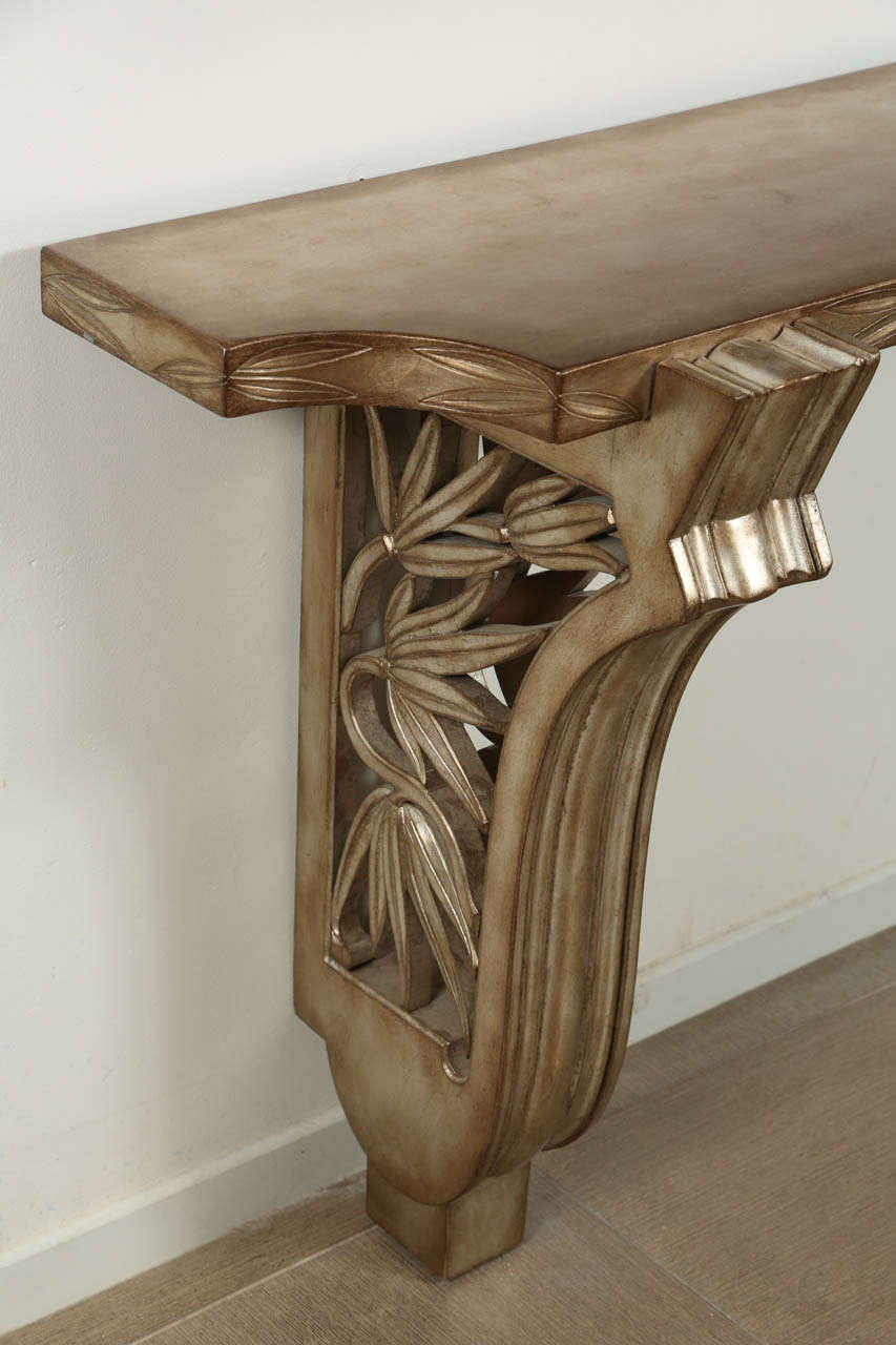 Silver Leaf Fabulous Bamboo Motif Console by James Mont