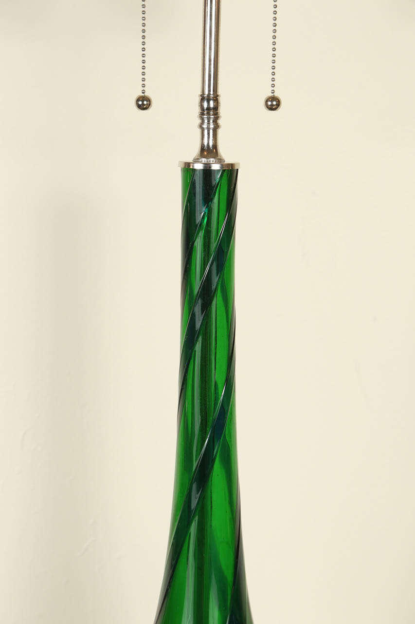 Pair of Emerald Blown Glass Table Lamps 2
