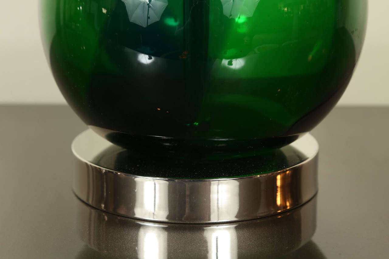 Pair of Emerald Blown Glass Table Lamps 3