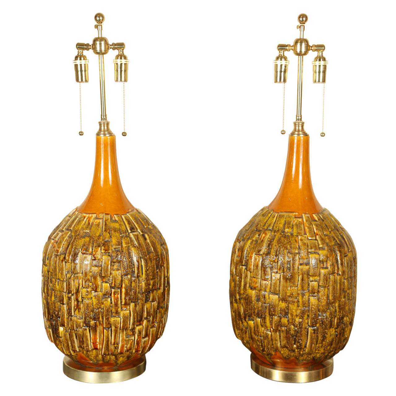 Pair of Large Stylish Mid-Century Ceramic Lamps