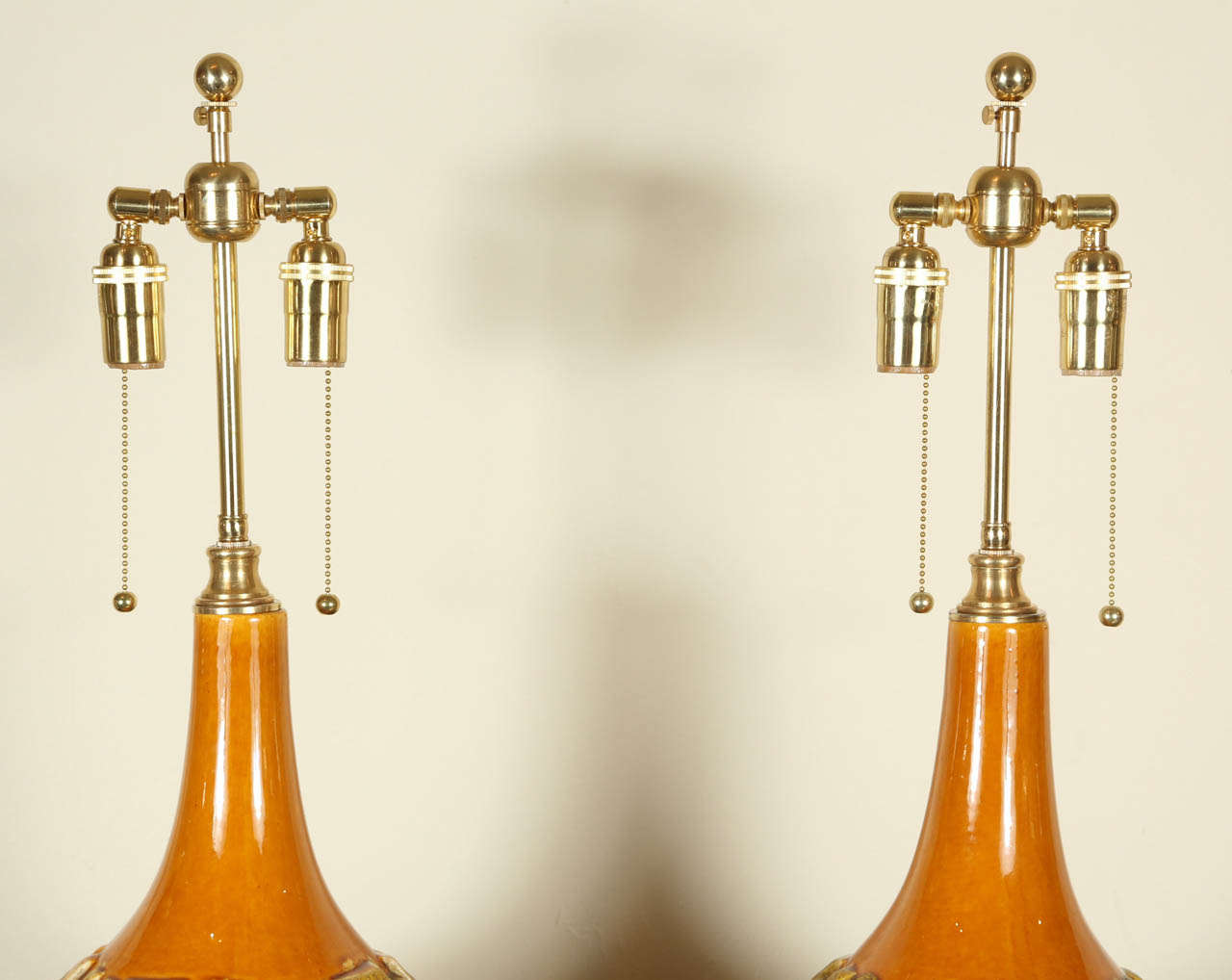 Pair of Large Stylish Mid-Century Ceramic Lamps For Sale at 1stDibs