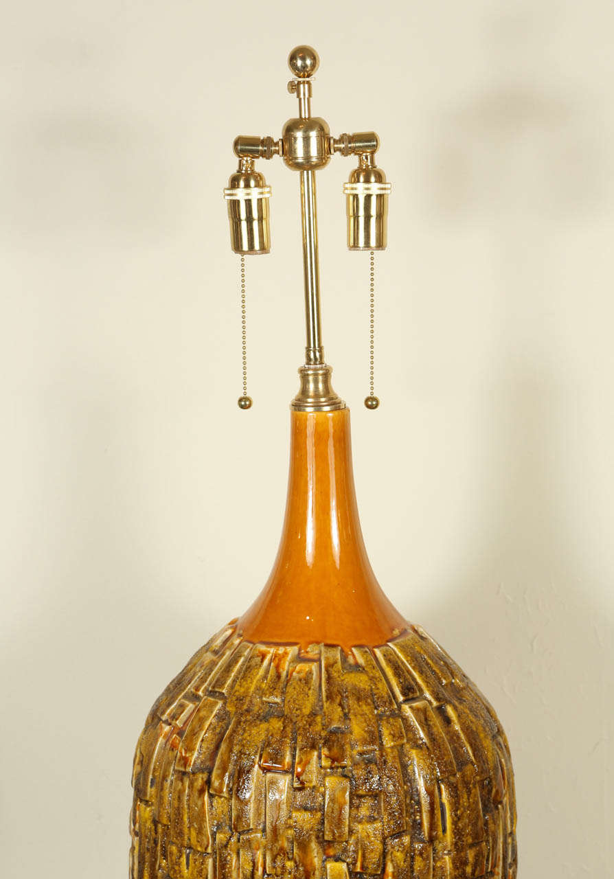 Pair of Large Stylish Mid-Century Ceramic Lamps For Sale at 1stDibs