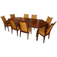 John Kapel Custom Hexagonal Dining Table and Set of Eight Dining Chairs