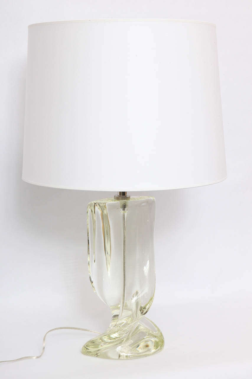 A 1940's French Art Moderne Art Glass Table Lamp.