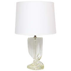 A 1940's French Art Moderne Art Glass Table Lamp
